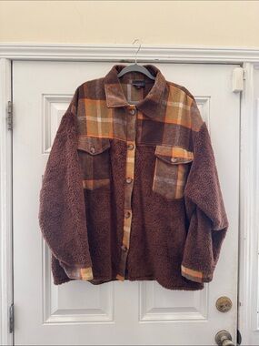 Plaid Teddy Sherpa Jacket
